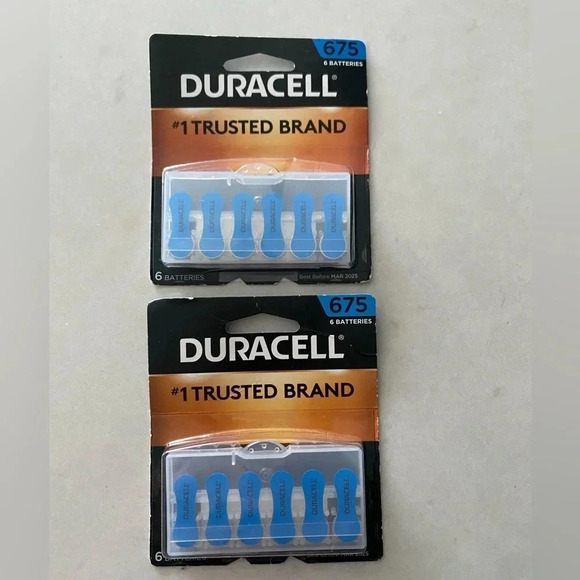 Duracell Hearing Aid Battery 6 Batteries EasyTab Size 675 Set of 2 pkgs - Picture 1 of 6